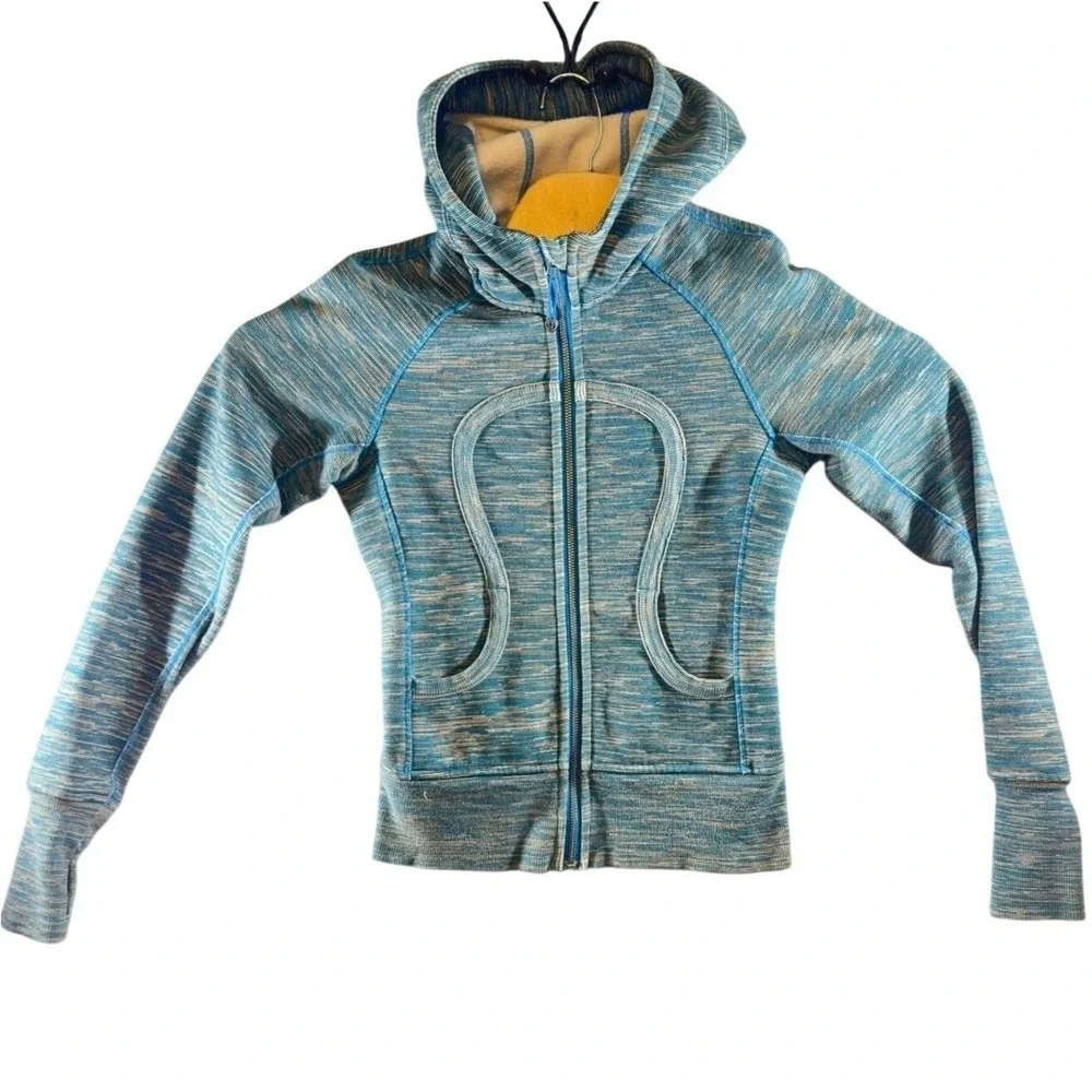 2 | Lululemon Scuba Hoodie‎ Womens 2 Blue Space Dye Full Zip Thumbholes
